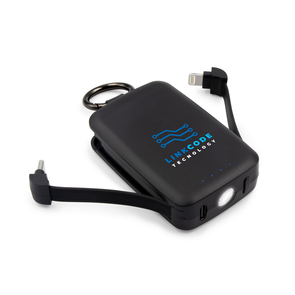 Gadżet reklamowy - Power bank 4000 mAh, karabińczyk i lampka 1W | Dimetrice