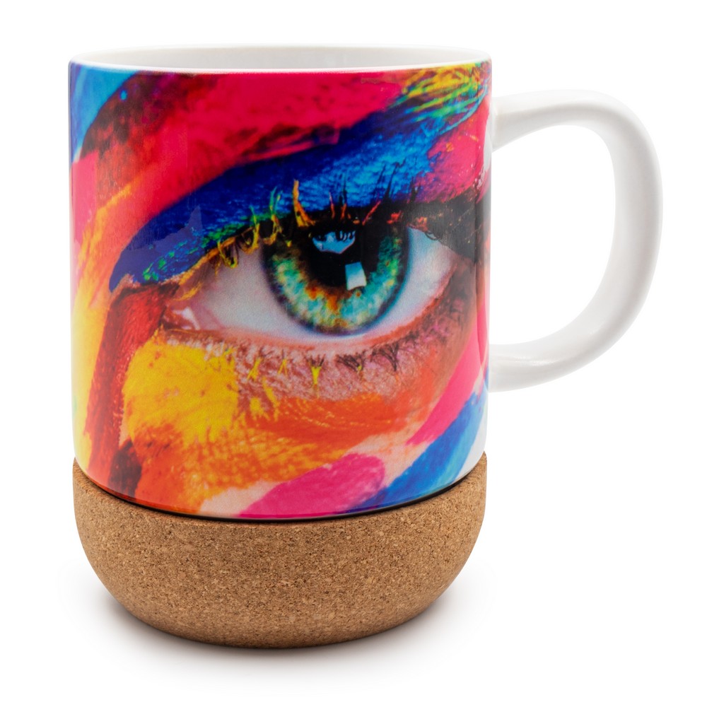 Kubek ceramiczny 370 ml z korkowym elementem | Kate Biały V8297-02 (5)
