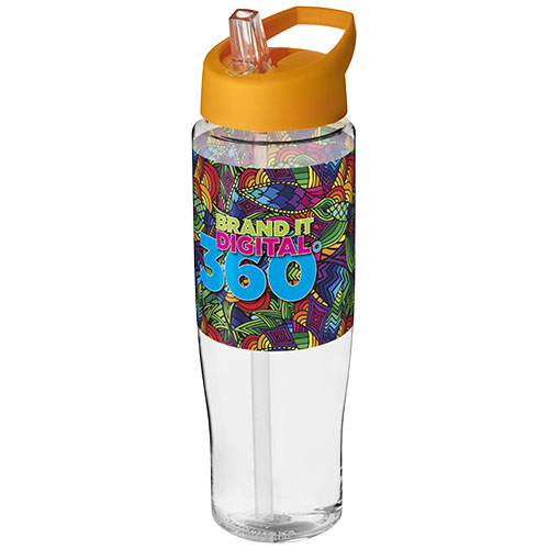 Bidon H2O Tempo® o pojemności 700 ml z wieczkiem z słomką Przezroczysty-Pomarańczowy 21004422 (1)