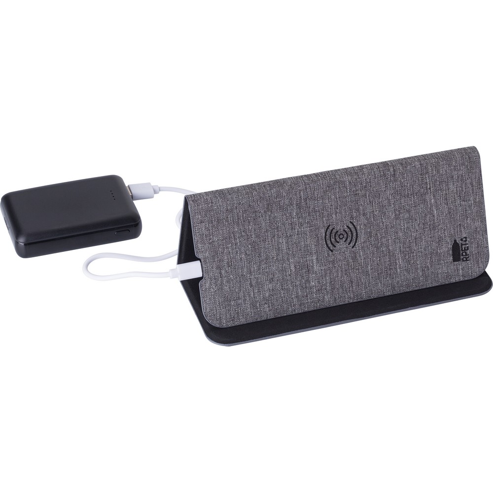 Podkładka pod mysz RPET, ładowarka bezprzewodowa 10W Szary V1542-19 (6)