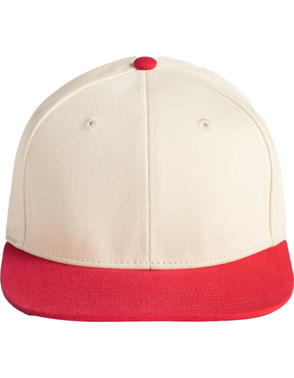 Czapka 6-panelowa prana bawełna kontrastowe detale - Natural & Red Natural CB662-988188 (2)