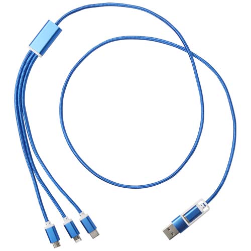 Versatile kabel do ładowania 5-1 z aluminium z recyklingu Królewski niebieski 12438653 (2)