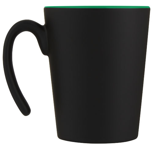 Kubek ceramiczny Oli o pojemności 360 ml z uchwytem Zielony-Czarny 10068761 (3)