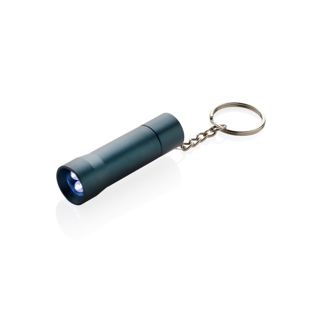 Brelok do kluczy z aluminium z recyklingu, latarka Flash Niebieski P514.0405 