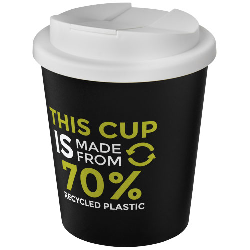 Kubek Americano® Espresso Eco z recyklingu o pojemności 250 ml z pokrywą odporną na zalanie  Czarny-Biały 21045500 (1)