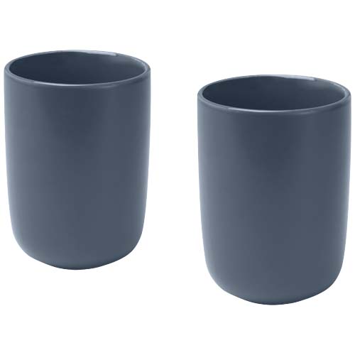 Male kubki ceramiczne o pojemności 350 ml - zestaw 2 sztuk Szaroniebieski 12639655 