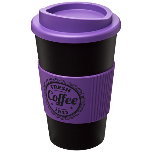 Kubek termiczny z serii Americano® o pojemności 350 ml z uchwytem Czarny-Fioletowy 21000206 (1)