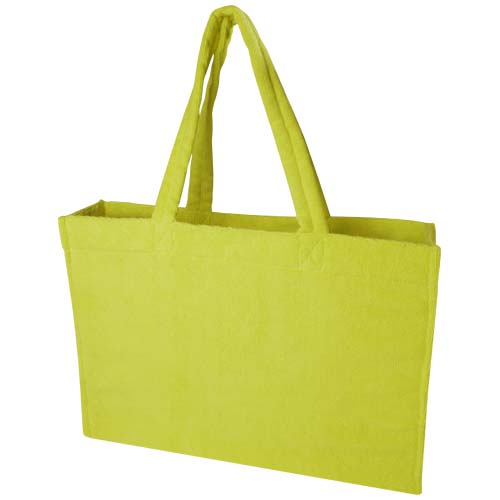Torba plażowa Siam z materiału frotte z recyklingu GRS, o pojemności 13 l Limonkowy 12075263 