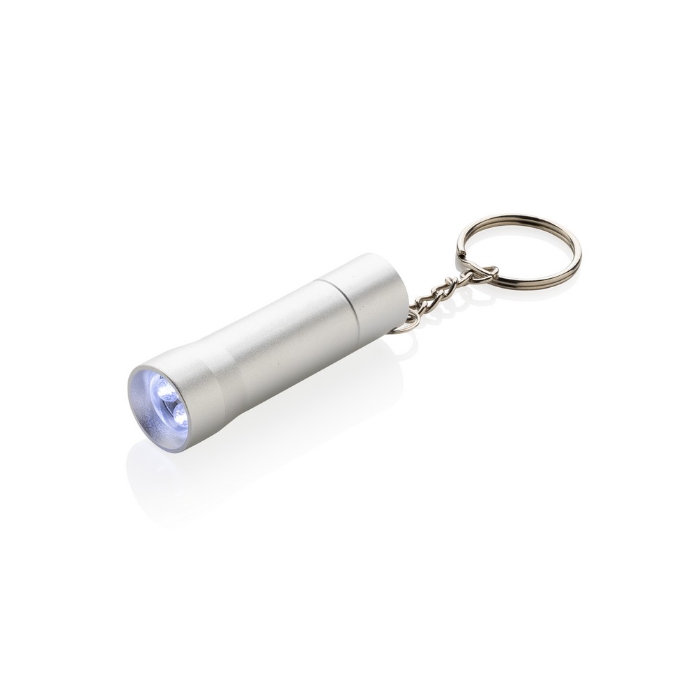 Brelok do kluczy z aluminium z recyklingu, latarka Flash Szary P514.0402 