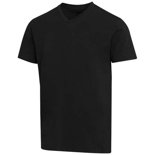Balfour organiczna koszulka unisex z krótkim rękawem i dekoltem w serek, wykonana z materiału o gramaturze 200 g/m², z certyf Czarny 3966590A 