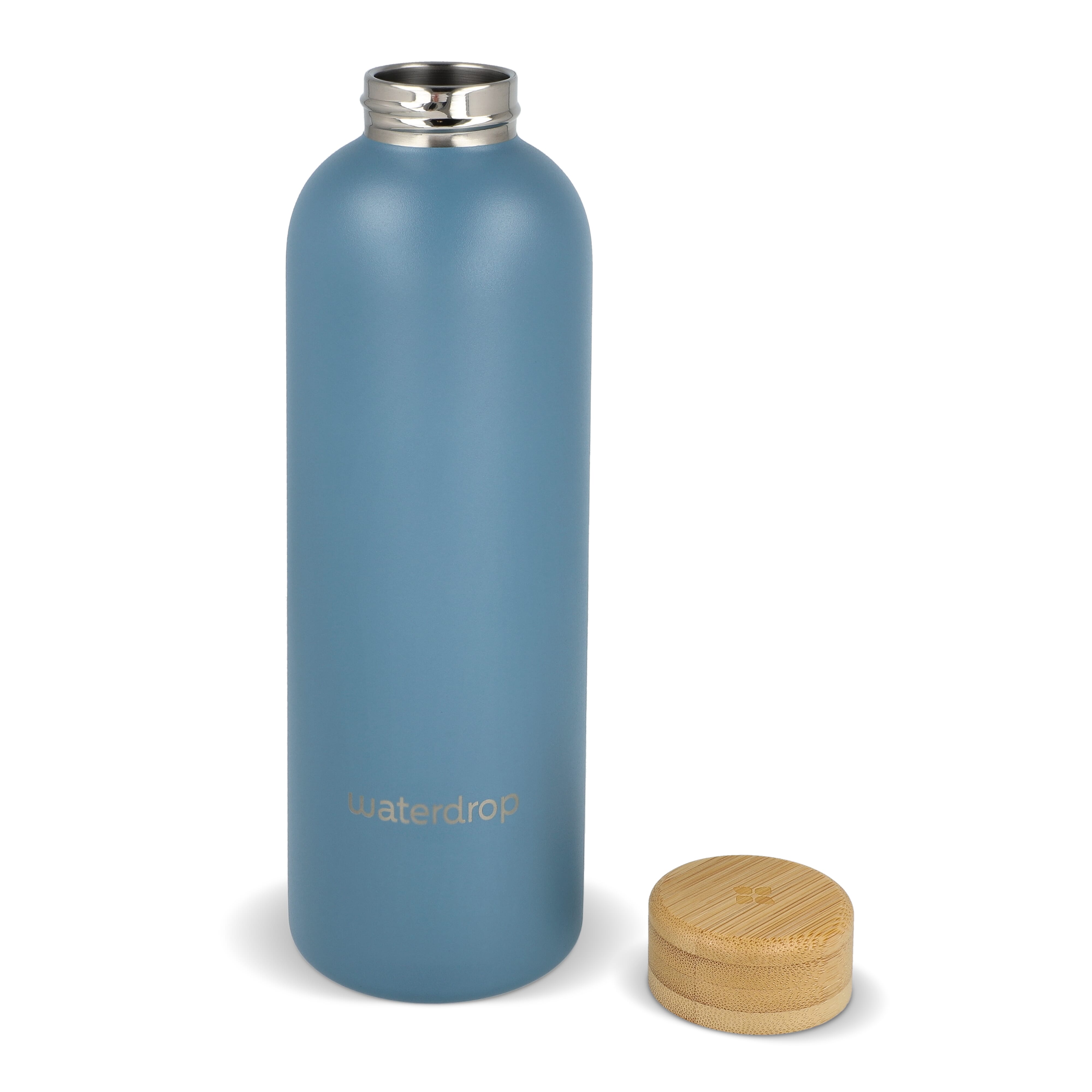 Butelka ze stali nierdzewnej Waterdrop z bambusową nakrętką 600 ml Niebieskoszary LT47002-N0065 (5)