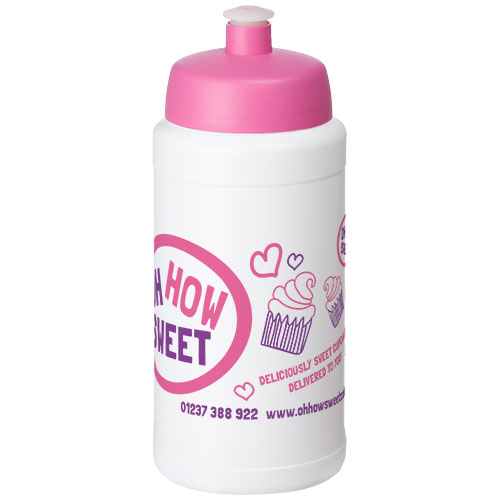 Bidon Baseline® Plus o pojemności 500 ml z wieczkiem sportowym Biały-Różowy 21068808 (1)