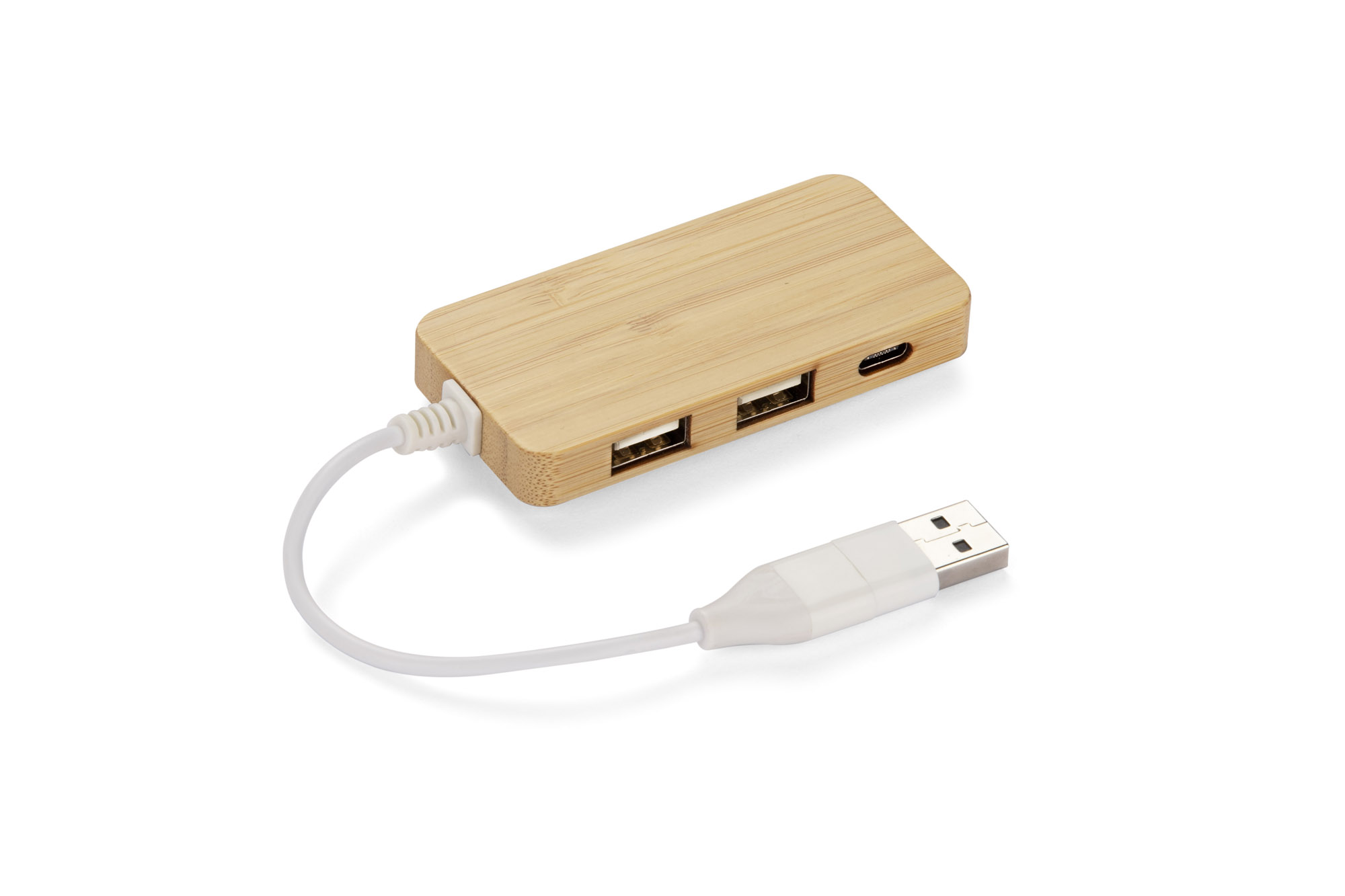Gadżet reklamowy - Rozdzielacz bambusowy HUB USB z wymienną wtyczką - RIVO