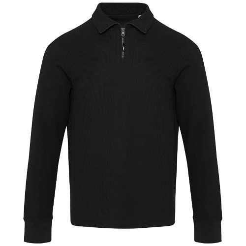 Zeus koszulka polo z zamkiem do połowy i długimi rękawami, uniseks Czarny 3955190A (2)