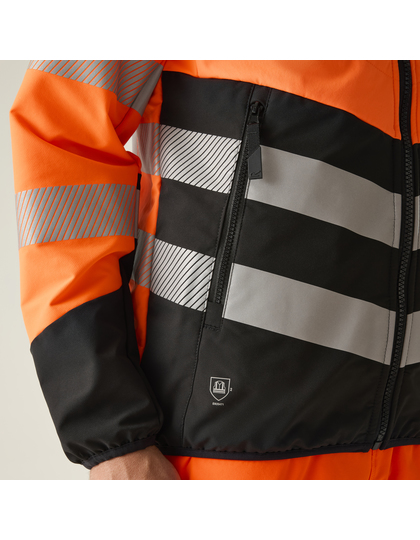 Kurtka Softshell Męska Odblaskowa Ocieplana - Black & Orange Black RG953-997808 (7)