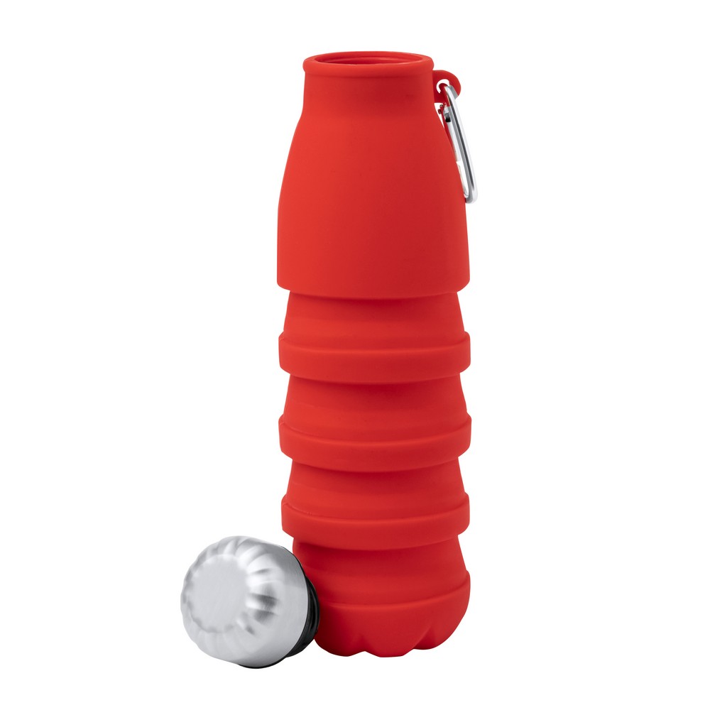 Składana butelka sportowa 550 ml z karabińczykiem Czerwony V1311-05 