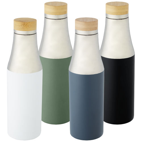Hulan miedziana, próżniowo izolowana butelka o pojemności 540 ml z bambusową pokrywką Melanż zielony 10066762 (8)