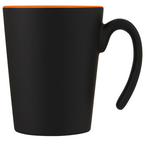 Kubek ceramiczny Oli o pojemności 360 ml z uchwytem Pomarańczowy-Czarny 10068731 (2)
