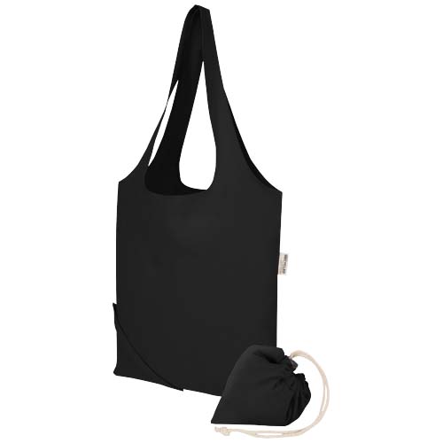 Madras Blend - torba na zakupy, wykonana z recyklingowanej baweły o gramaturze 140 g/m² posiadającej certyfikat GRS, składana Czarny 12080590 