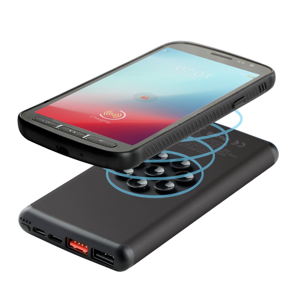 Gadżet reklamowy - Bezprzewodowy power bank 10000 mAh Mauro Conti z przyssawkami, ładowarka bezprzewodowa 10W | Stef