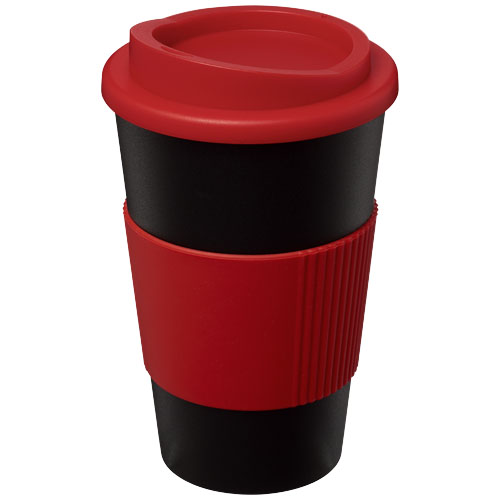 Kubek termiczny z serii Americano® o pojemności 350 ml z uchwytem Czarny-Czerwony 21000203 