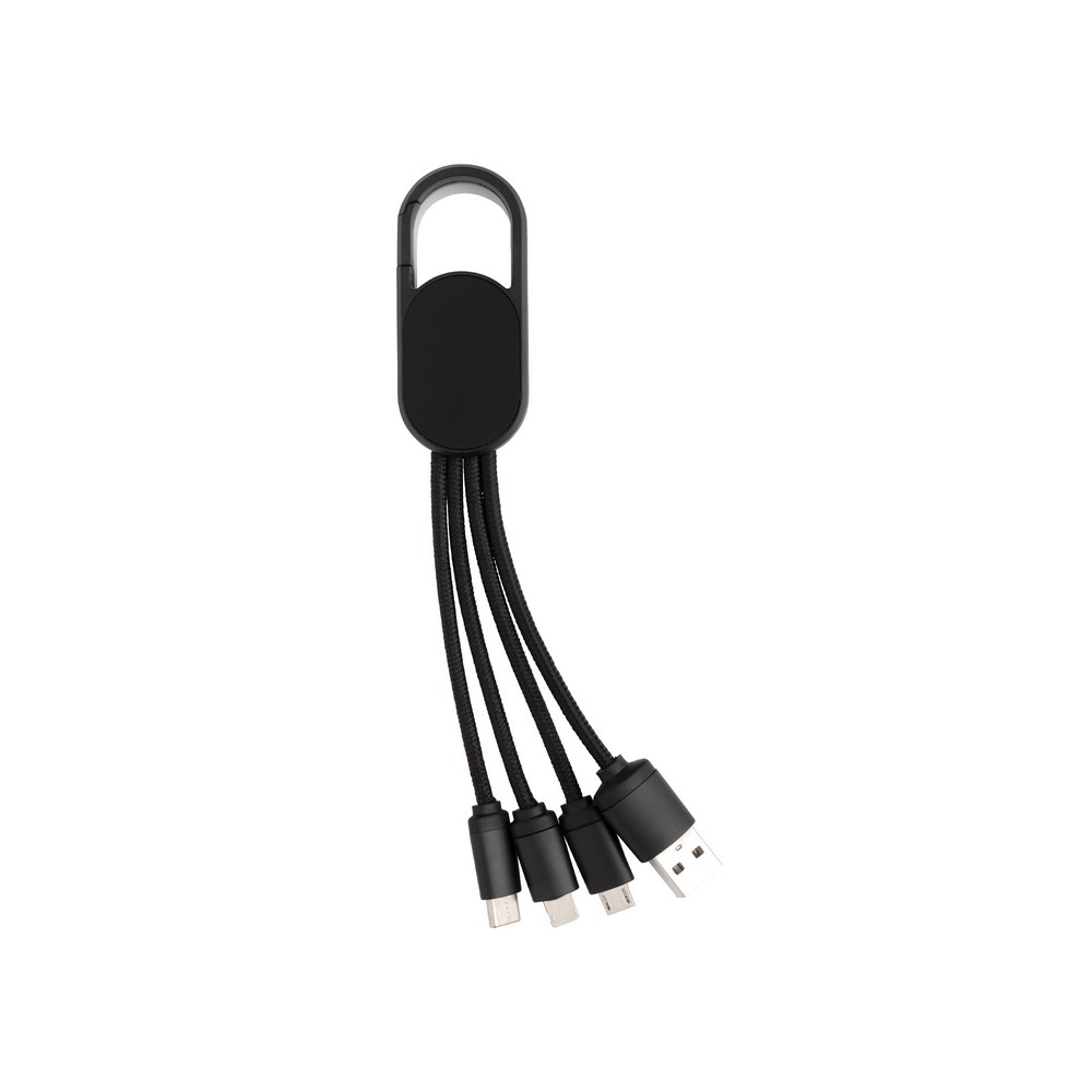 Kabel do ładowania 4 w 1 z karabińczykiem Czarny P302.071 
