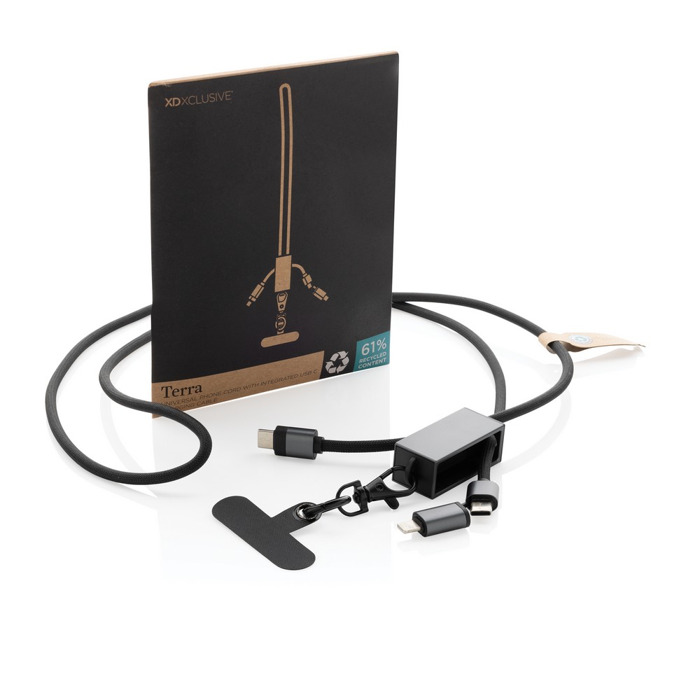 Kabel do ładowania 2 w 1, smycz na telefon Terra Szary P302.5402 (11)