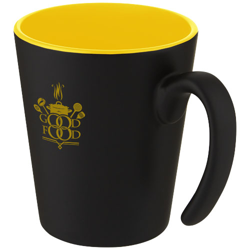 Kubek ceramiczny Oli o pojemności 360 ml z uchwytem Żółty-Czarny 10068711 (1)