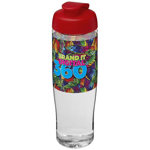 Bidon H2O Tempo® o pojemności 700 ml z wieczkiem zaciskowym Przezroczysty-Czerwony 21004003 (1)
