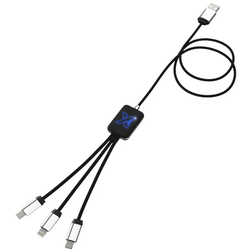 Kabel z podświetlonym logo 3w1 - SCX.design C17 Niebieski-Czarny 2PX00352 