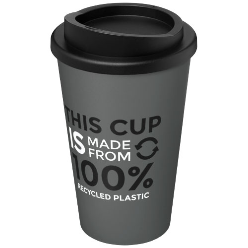 Kubek termiczny americano® o pojemności 350 ml z materiałów pochodzących z recyklingu Szary-Czarny 21069182 (1)