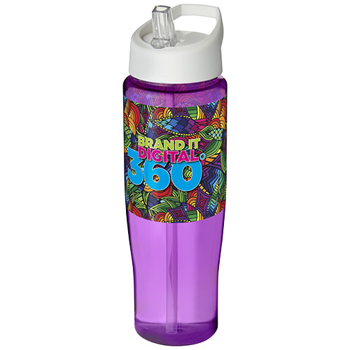 Bidon H2O Tempo® o pojemności 700 ml z wieczkiem z słomką Fioletowy-Biały 21004415 (1)