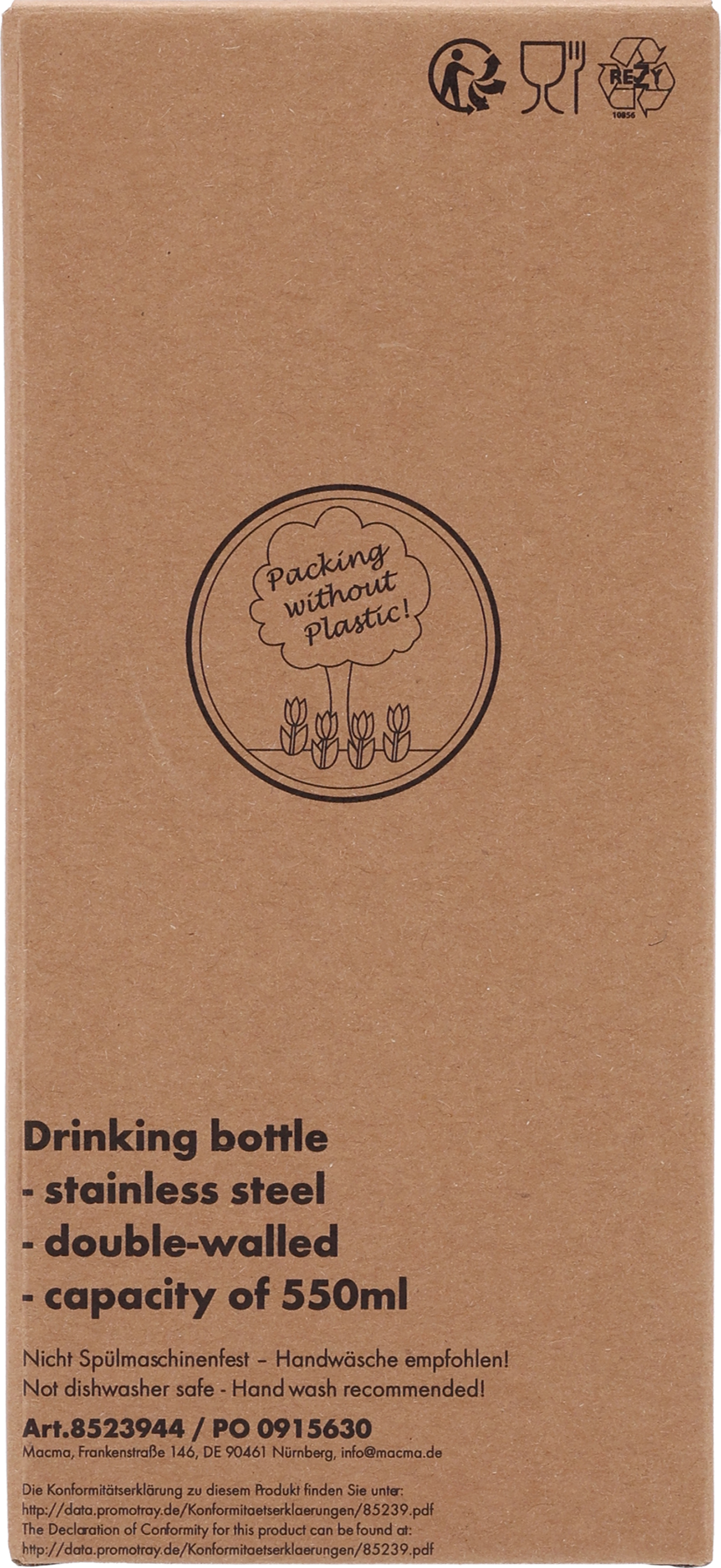 Kubek termiczny 550 ml ze stali z recyklingu DANA Jasnozielony 8523929 (11)