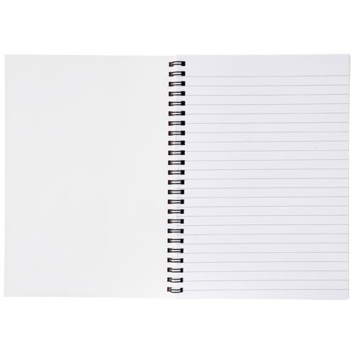 Notatnik Desk-Mate® w formacie A5 z okładką wykonaną z syntetycznego materiału. Biały-Czarny 21271001 (3)