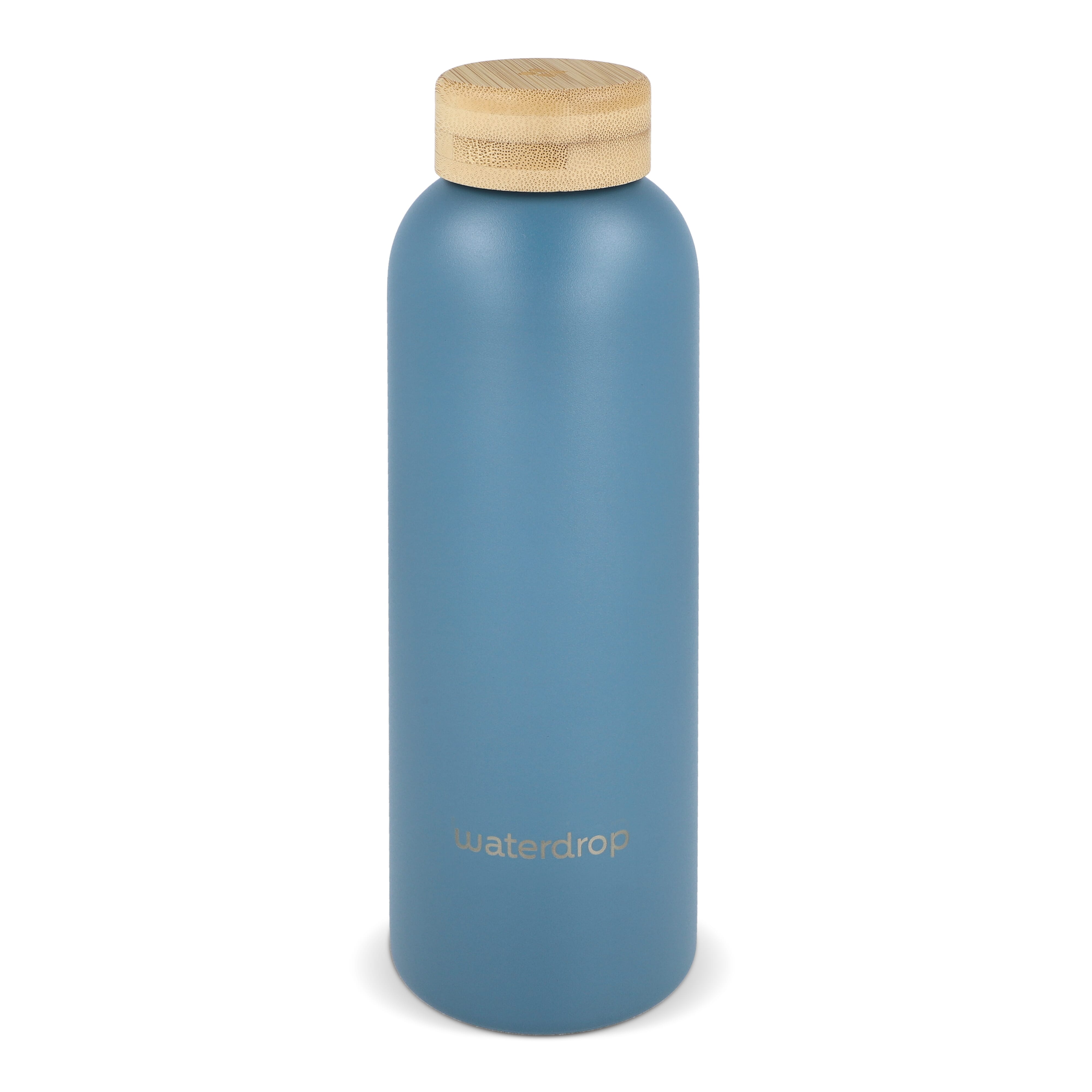 Butelka ze stali nierdzewnej Waterdrop z bambusową nakrętką 600 ml Niebieskoszary LT47002-N0065 