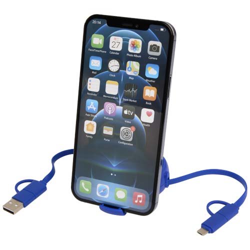 Alasia zwijany kabel do synchronizacji danych i szybkiego ładowania 5 w 1 45 W o długości 100 cm z tworzyw sztucznych i aluminium pochodzących z recyklingu Królewski niebieski 12442053 (6)