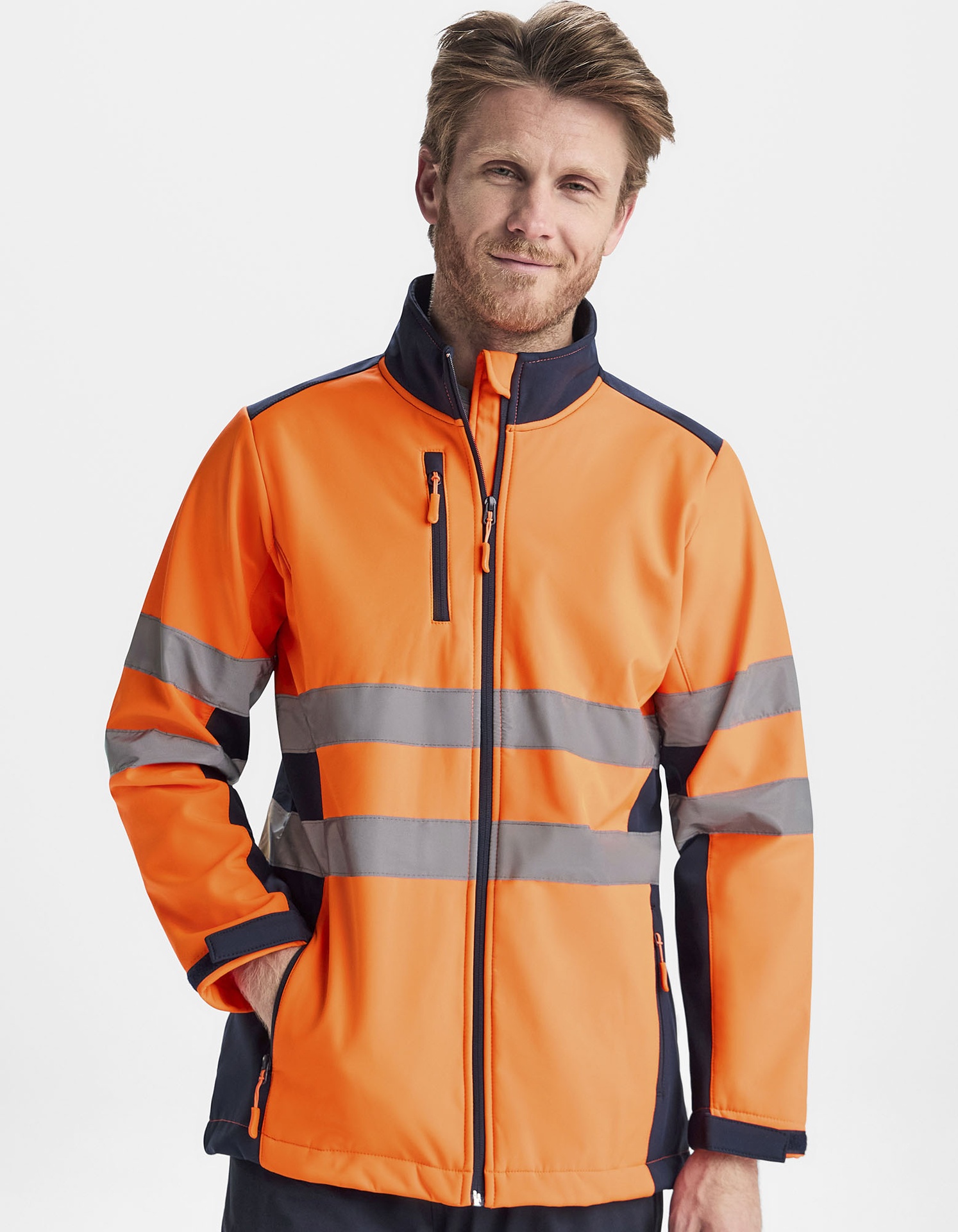 Kurtka Softshell Odblaskowa Wiatroszczelna - Red 60 & Fluor Yellow 221 Red 60 RY9303-1123965 