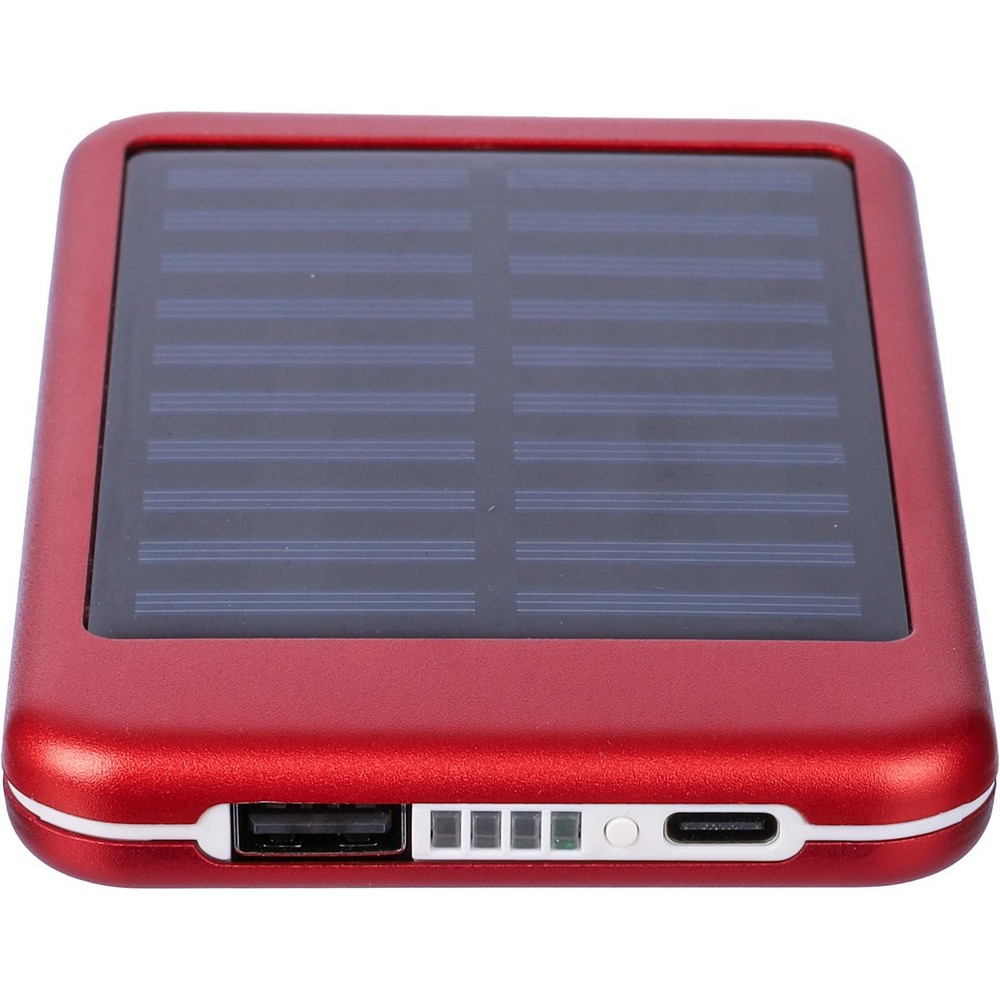 Power bank 4000 mAh z ładowarką słoneczną Czerwony VA274-05 