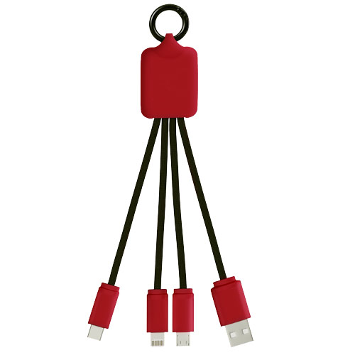 Kabel z podświetlonym logo 3w1 z brelokiem - SCX.design C15 Średnia czerwień-Czarny 2PX00191 (1)