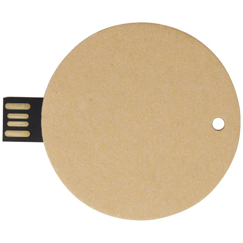 Okrągły pendrive wyposażony w interfejs USB 2.0 z papieru z recyklingu Kraftowy brąz 1Z50206H (5)