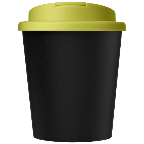 Kubek Americano® Espresso Eco z recyklingu o pojemności 250 ml z pokrywą odporną na zalanie  Czarny-Limonkowy 21045504 (2)