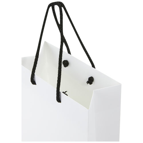 Ręcznie robiona torba z papieru integra z plastikowymi uchwytami – 18 x 9 x 23 cm Biały-Czarny 1ZB00990 (4)