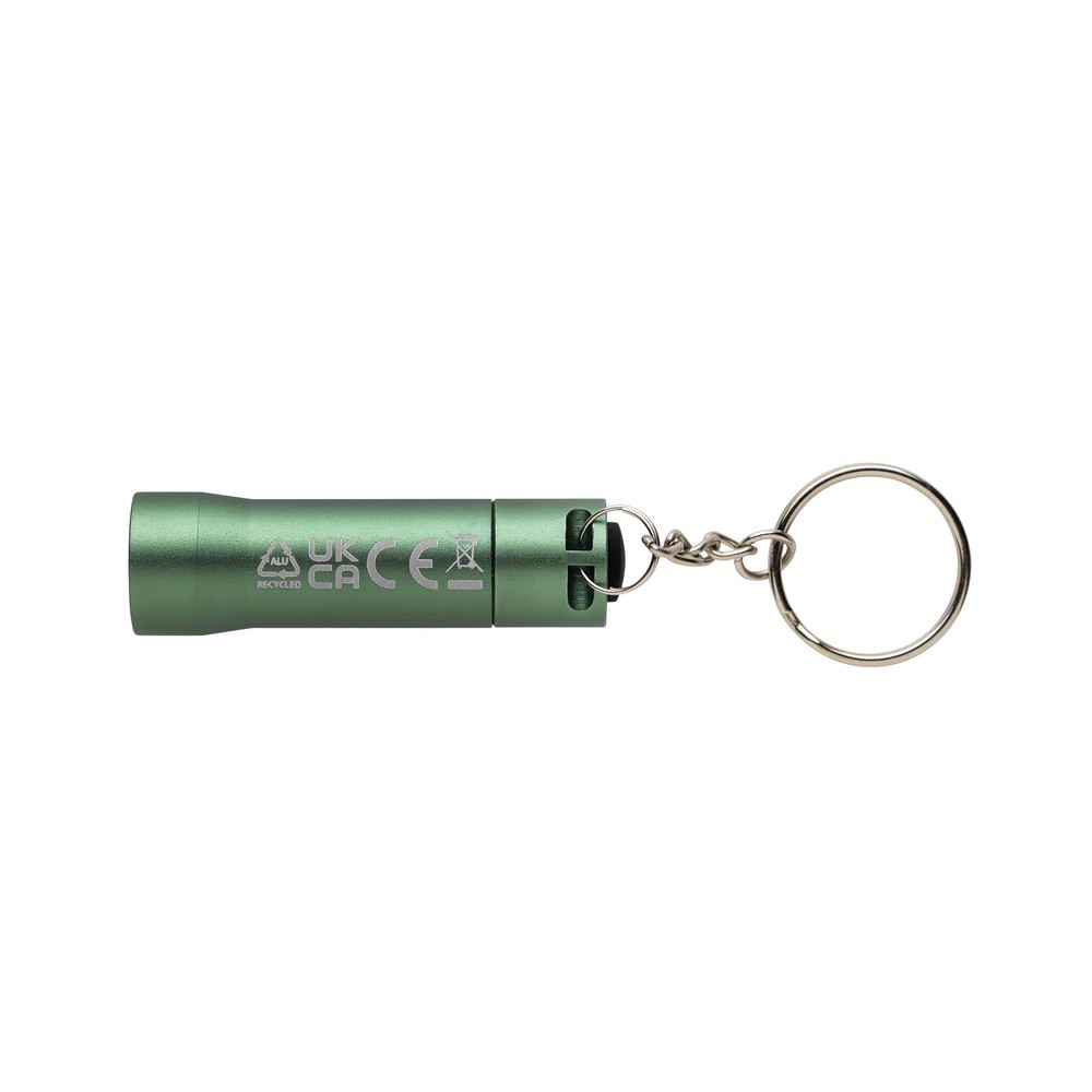Brelok do kluczy z aluminium z recyklingu, latarka Flash Zielony P514.0407 (2)