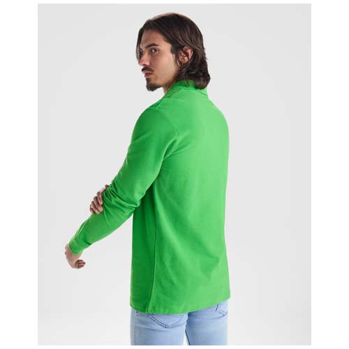 Estrella koszulka męska polo z długim rękawem Melanż szary R66352U1 (6)