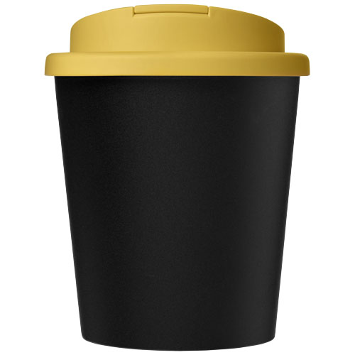 Kubek Americano® Espresso Eco z recyklingu o pojemności 250 ml z pokrywą odporną na zalanie  Czarny-Żółty 21045503 (2)
