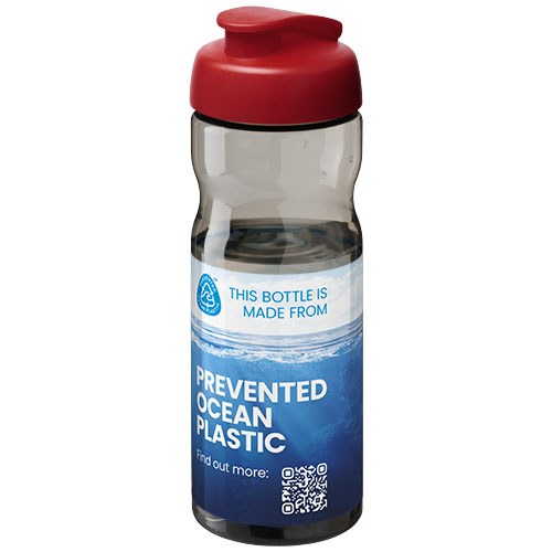 Bidon H2O Eco o pojemności 650 ml z wieczkiem zaciskowym Węgiel drzewny-Czerwony 21009703 (1)