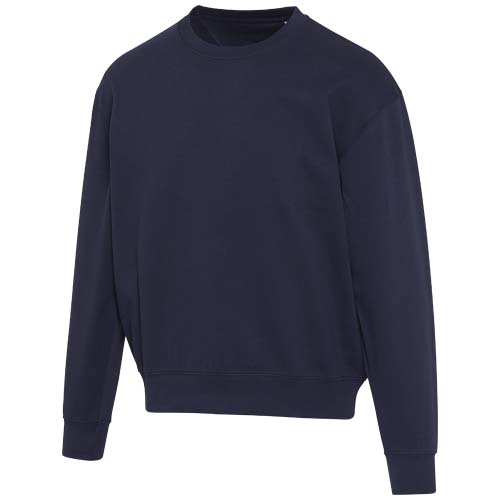 Boris 280 g/m2 sweter unisex z organicznego materiału z certyfikatem OCS o luźnym kroju i z okrągłym dekoltem Granatowy 3956455A 