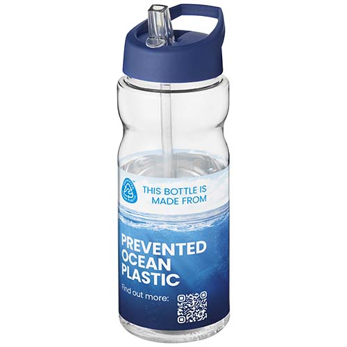 Bidon H2O Eco o pojemności 650 ml z wieczkiem z dzióbkiem Przezroczysty-Niebieski 21009993 (1)